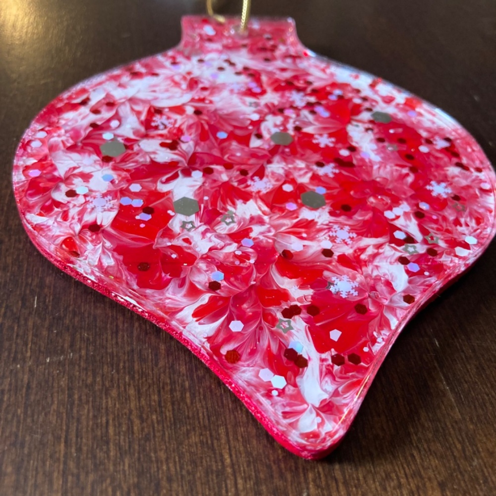 Snowflake/Tie dye Painted Wooden Christmas Ornament